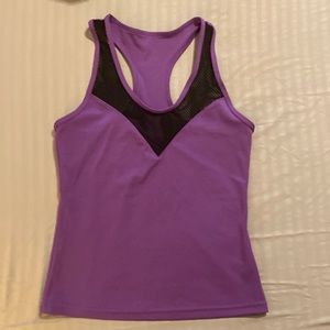 NWOT pop fit tank top purple and black mesh size medium racer back